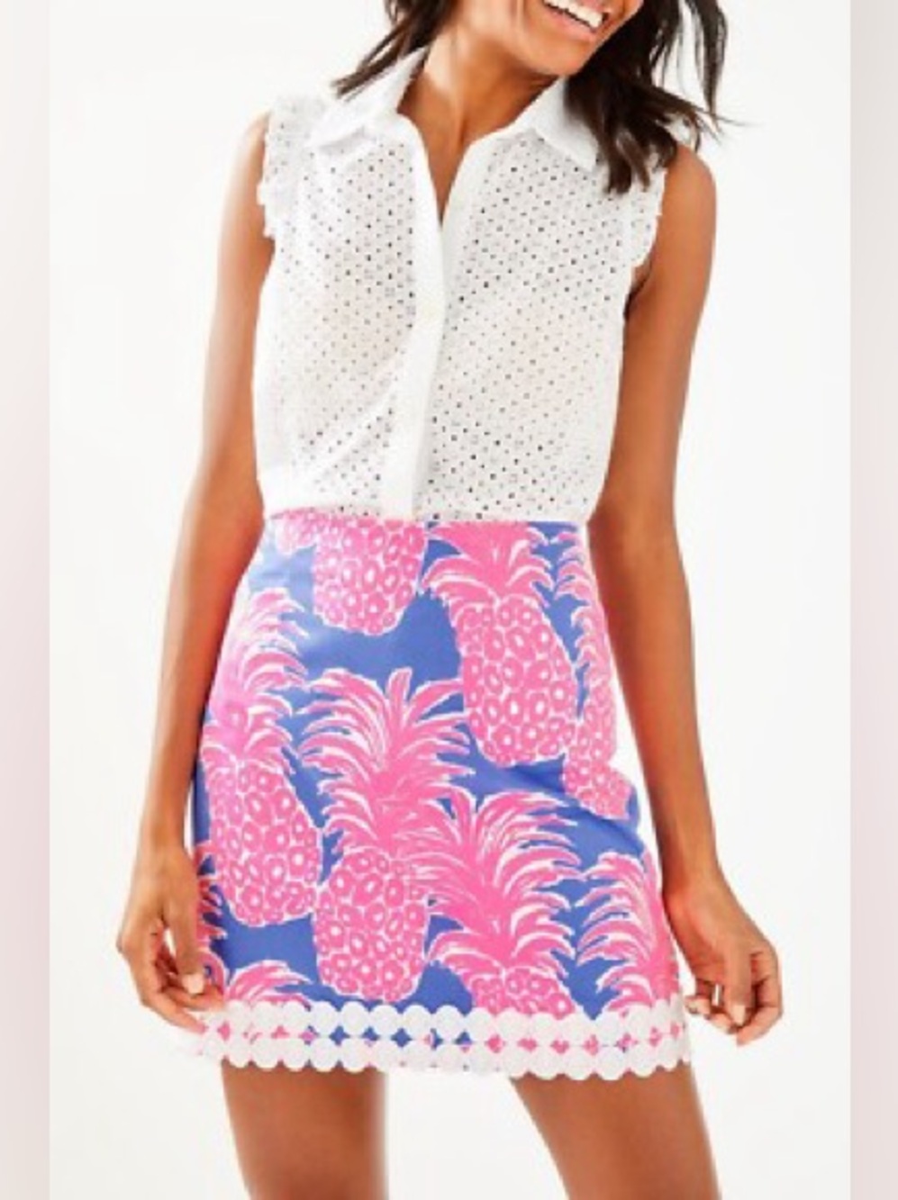 EUC Lilly Pulitzer Izzy Skirt in Blue Haven Little Flamenco